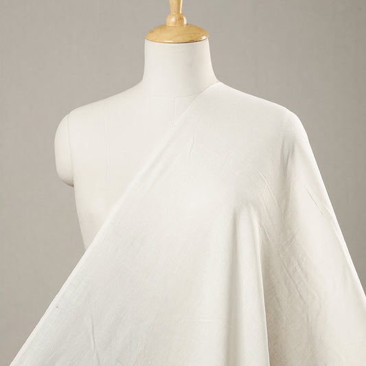 White Textured Prewashed Fine Cotton Handloom Fabric