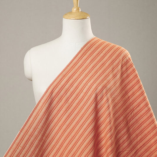 Orange - Peach Textured Prewashed Fine Cotton Handloom Fabric