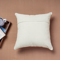 White - Original Chain Stitch Crewel Wool Thread Hand Embroidery Cushion Cover (16 x 16 in)