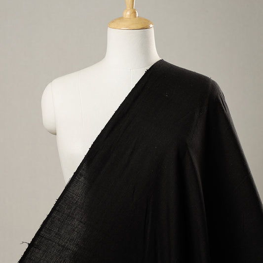 Black Textured Prewashed Fine Cotton Handloom Fabric