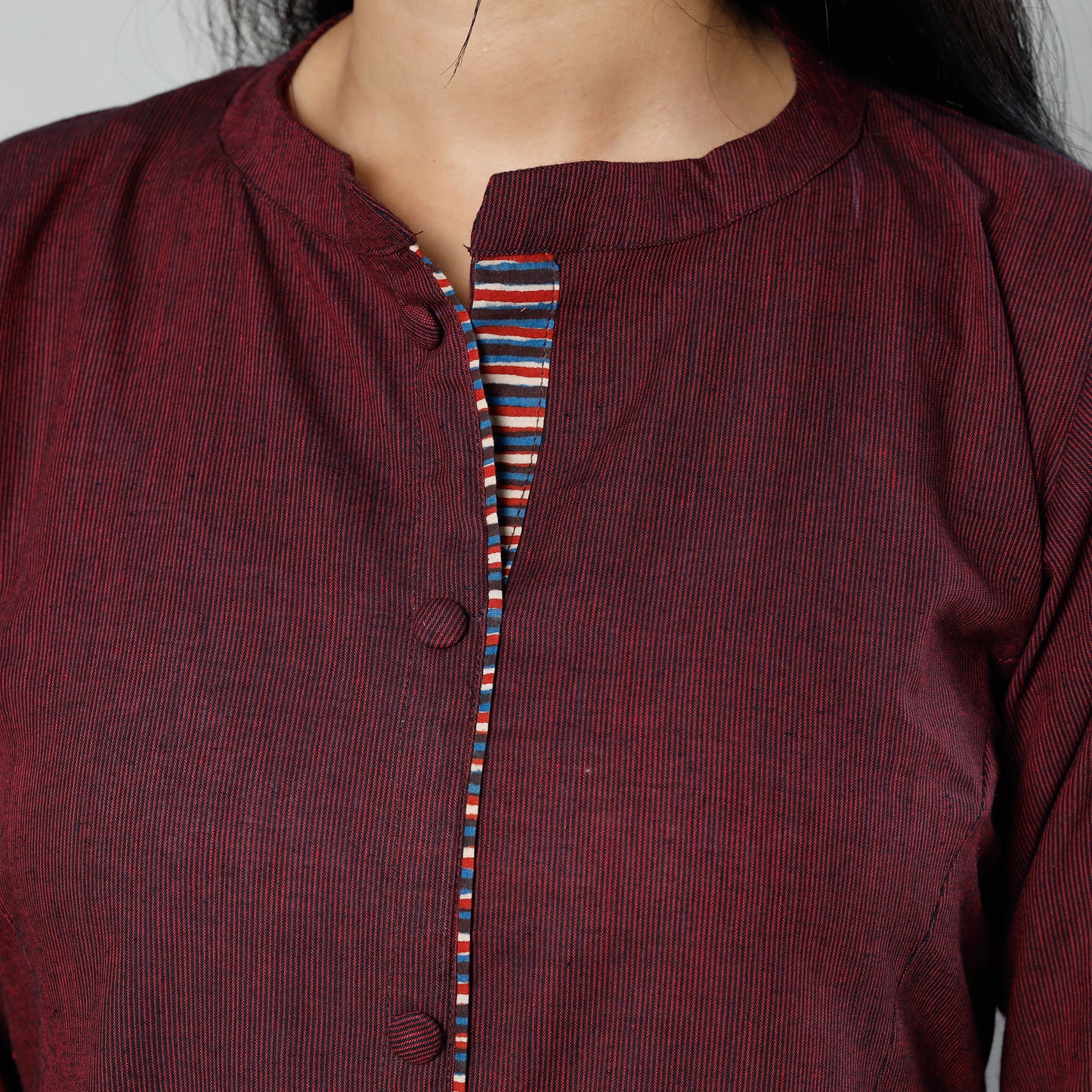 Dark Maroon Plain Cotton Long Kurta