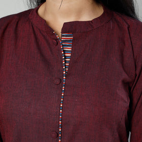 Dark Maroon Plain Cotton Long Kurta