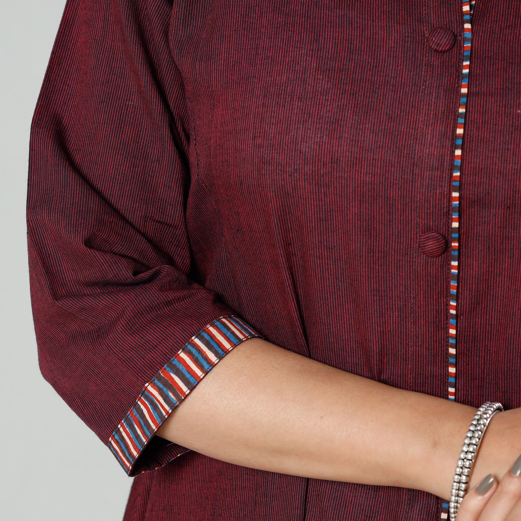 Dark Maroon Plain Cotton Long Kurta