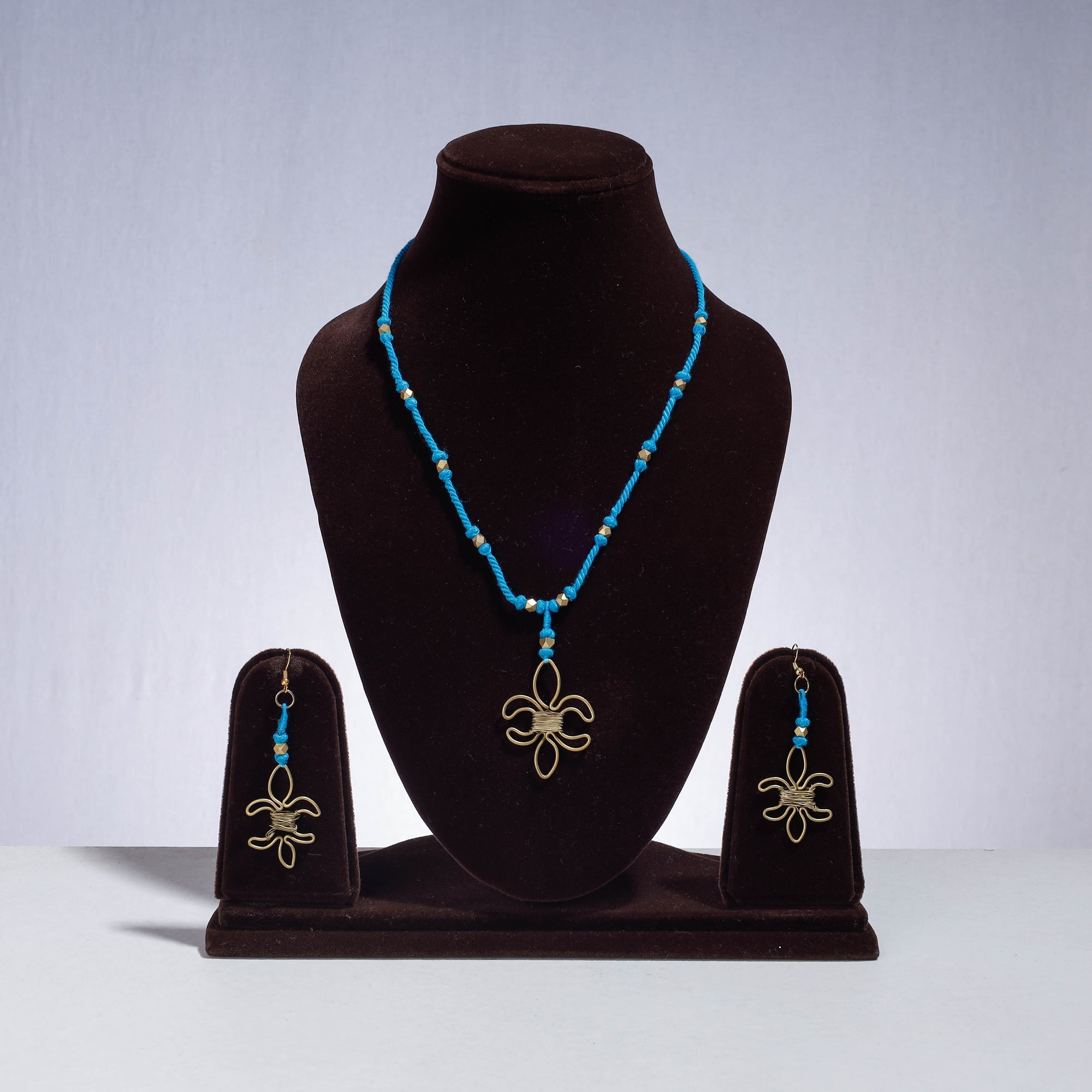  Handmade Patwa Threadwork Brass Necklace Set 