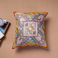 Multicolor - Original Chain Stitch Crewel Thread Hand Embroidery Silk Cushion Cover (15 x 15 in)