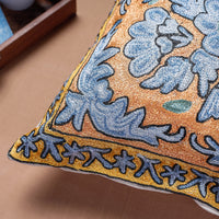 Multicolor - Original Chain Stitch Crewel Thread Hand Embroidery Silk Cushion Cover (15 x 15 in)