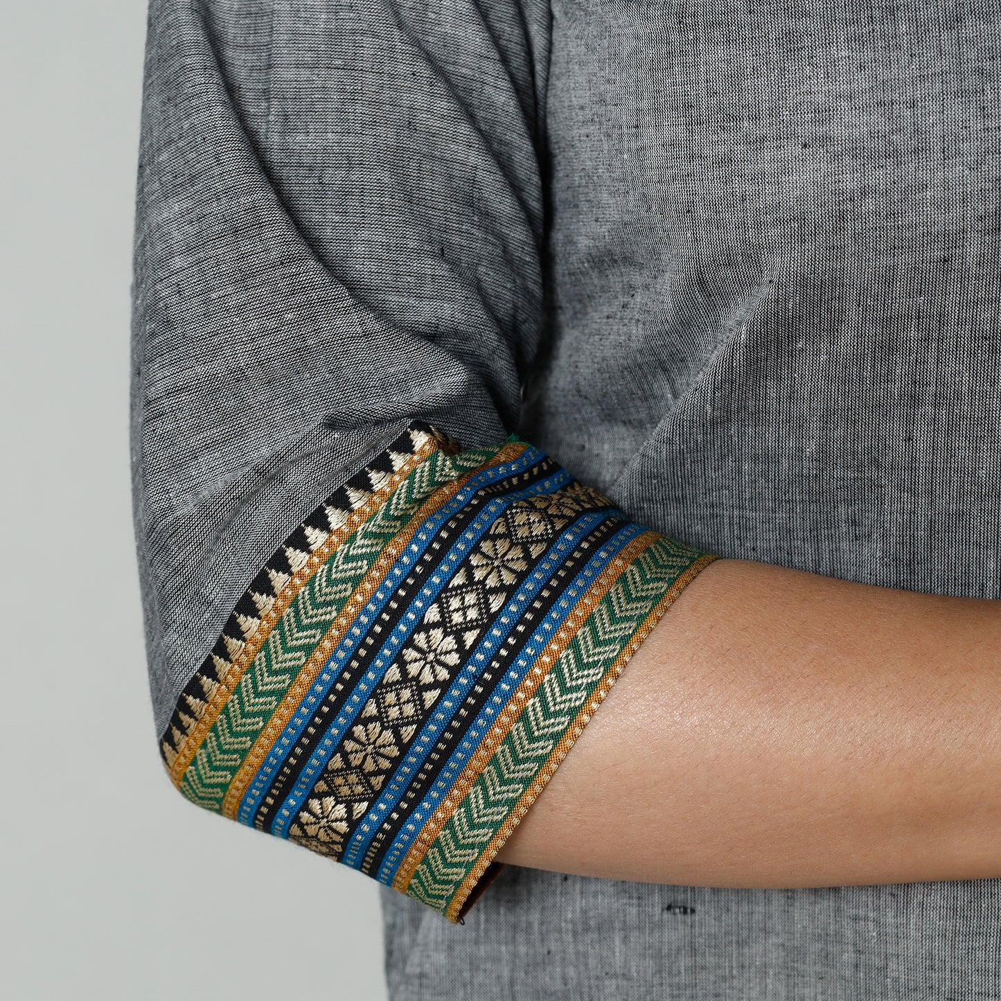 Grey dharwad cotton long kurti - handcrafted