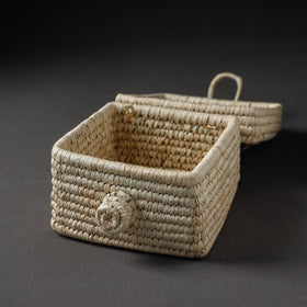 Handcrafted Sabai Grass Multipurpose Square Beige Container Box (9 x 9 in)