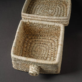 Handcrafted Sabai Grass Multipurpose Square Beige Container Box (9 x 9 in)