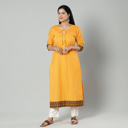 Light Orange Dharwad Cotton Long Kurta