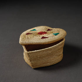  Beige Handcrafted Golden Grass Multipurpose Box (6 x 6 in)