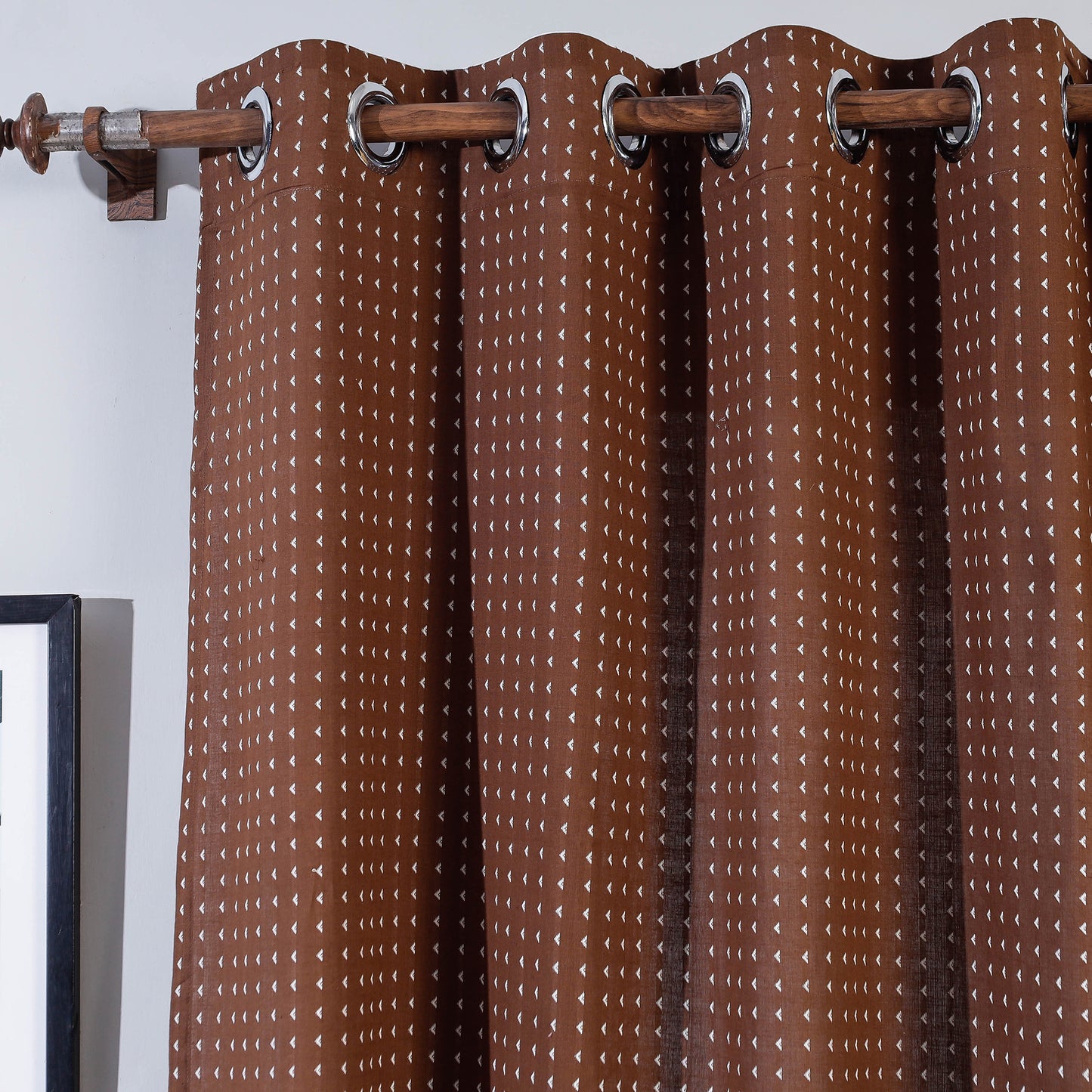 Brown - Jacquard Weave Cotton Door Curtain (7 x 3 Feet) (single piece)