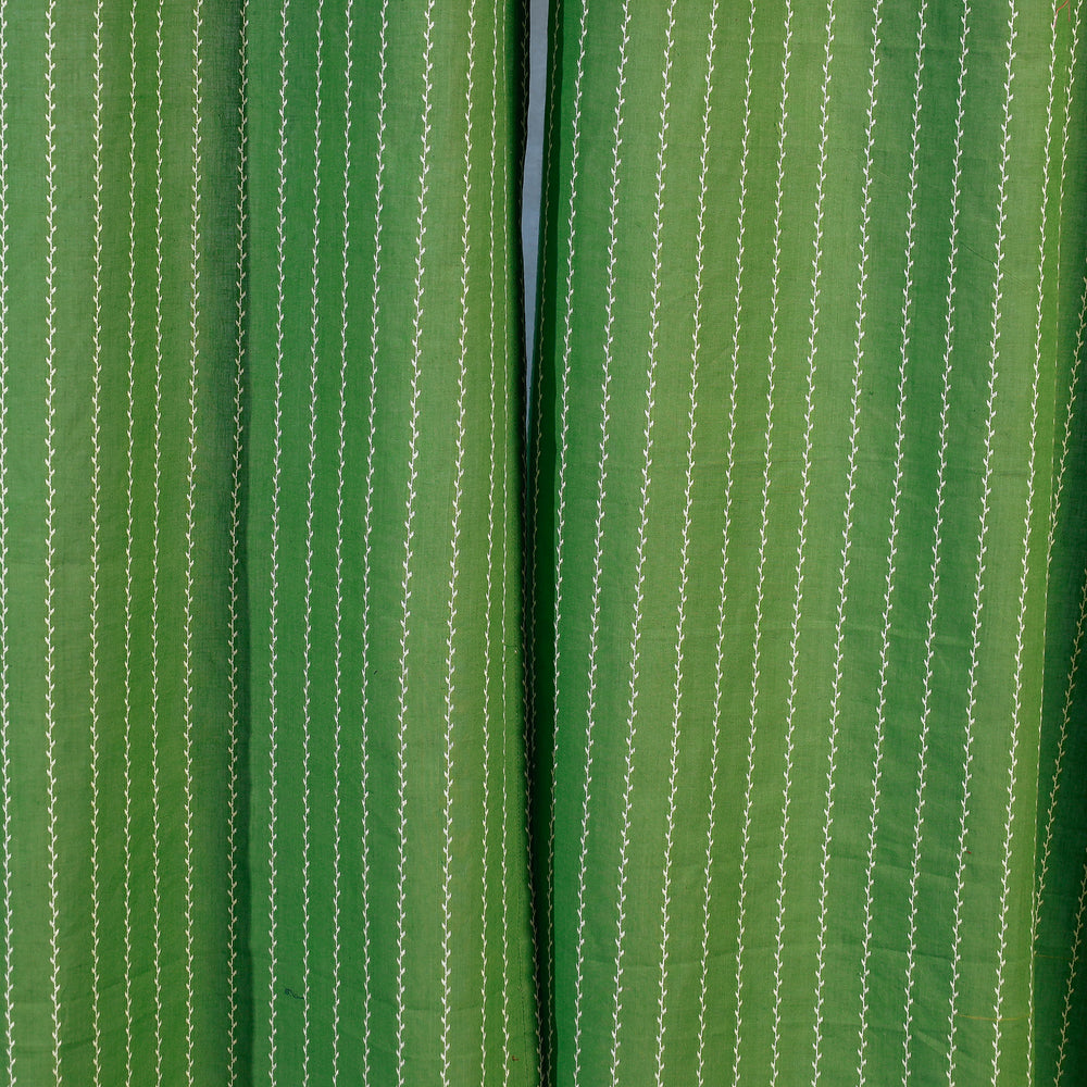 Green - Jacquard Weave Cotton Door Curtain (7 x 3 Feet) (single piece)