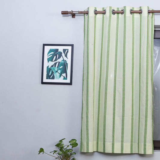 Green - Jacquard Weave Cotton Window Curtain (5 x 3 Feet) (single piece)