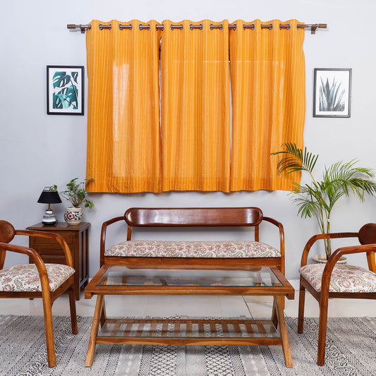 Orange - Jacquard Weave Cotton Window Curtain (5 x 3 Feet) (single piece)