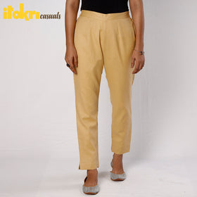  Navajo Yellow Flex Cotton Tapered Casual Pant for Women 