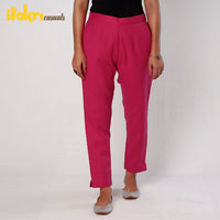 Dark Pink - Flex Cotton Tapered Casual Pant for Women