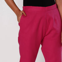 Dark Pink - Flex Cotton Tapered Casual Pant for Women