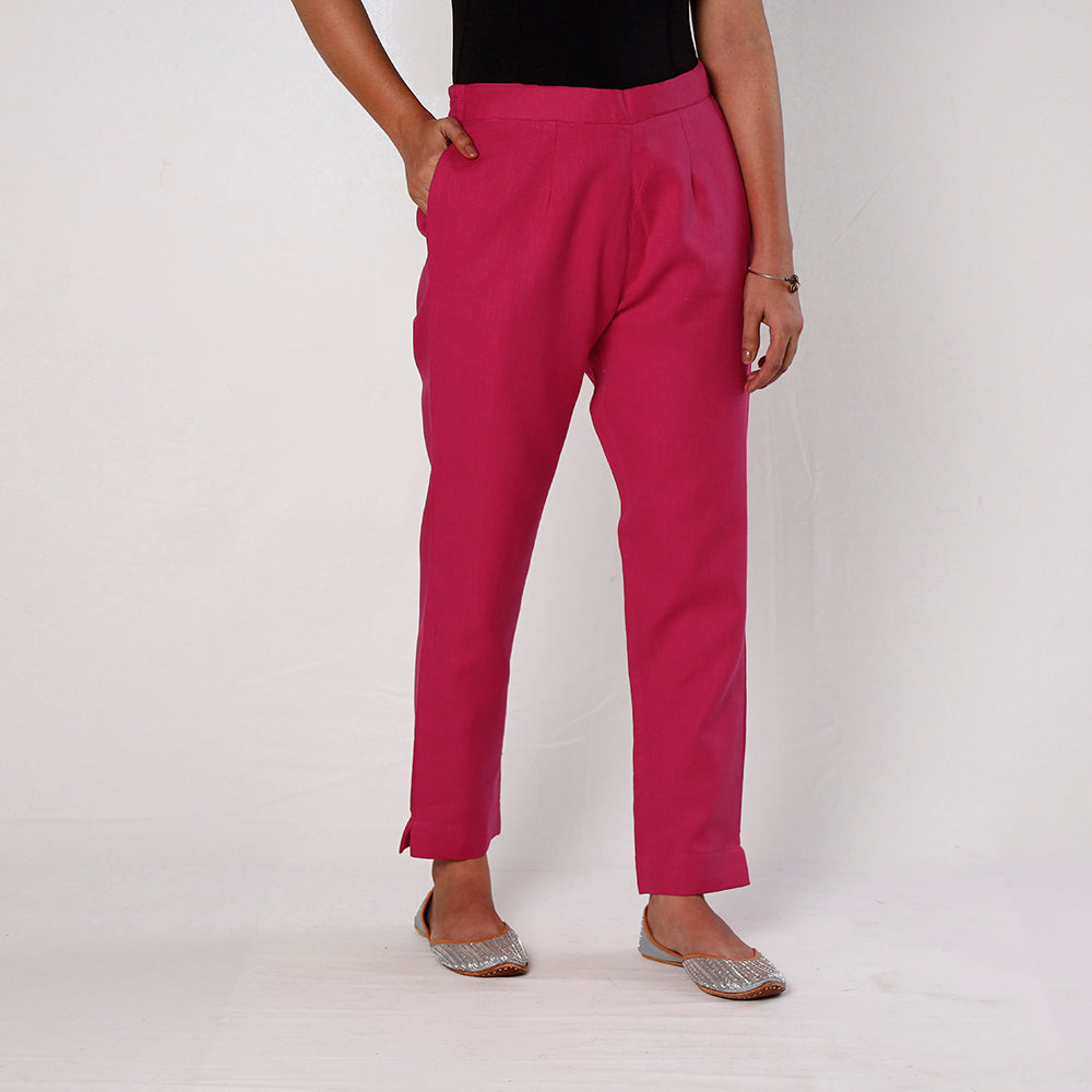 Dark Pink - Flex Cotton Tapered Casual Pant for Women