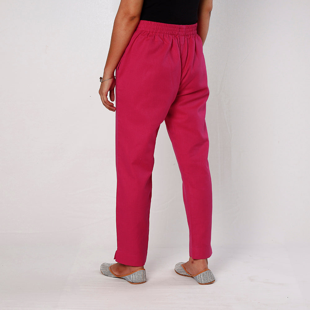 Dark Pink - Flex Cotton Tapered Casual Pant for Women