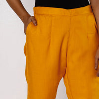 Orange Cotton Tapered Casual Pant for Women