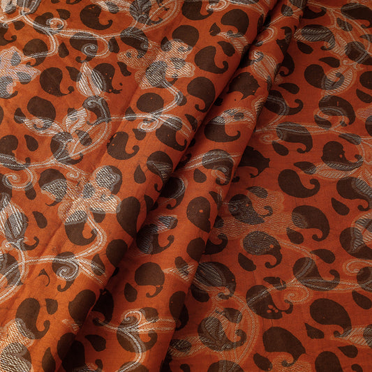 Orange - Jacquard Weave Batik Print Cotton Fabric