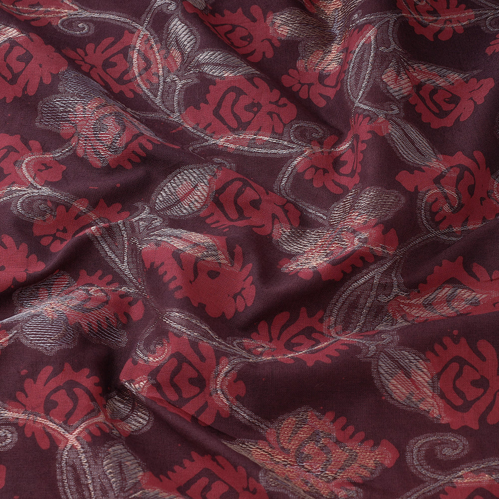 Purple - Jacquard Weave Batik Print Cotton Fabric