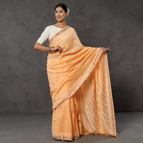 Buy Lucknow Chikankari Heavy Embroidery Chanderi Silk Saree Online l iTokri.com