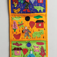 Pipli Applique Work Wall Hanging Letter Holder - (3 Pockets)