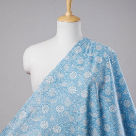 Blue - Sanganeri Block Printed Cotton Fabric