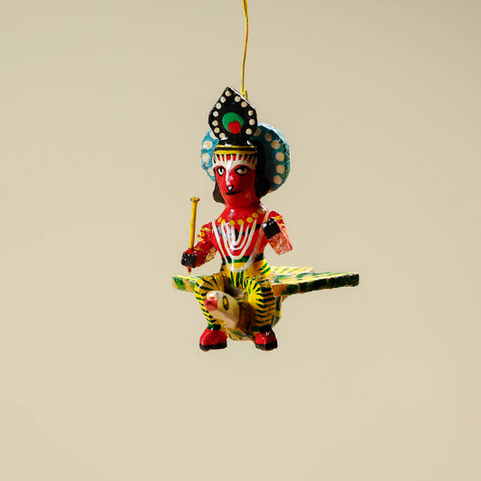 Goddess Kartikeya - Handpainted Wooden Hanging