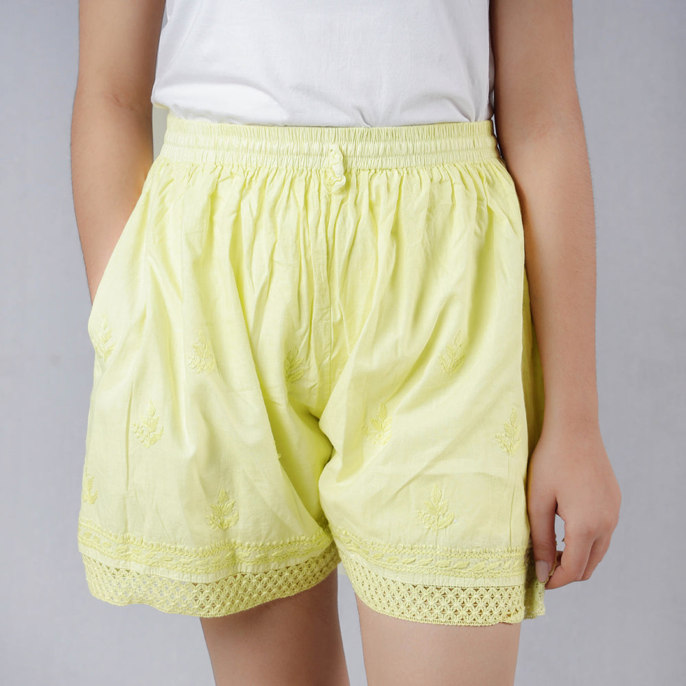 chikankari shorts