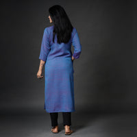 Blue - Kumaun Handwoven Merino Woolen Long Kurta