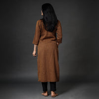 Brown Kumaun Handwoven Merino Woolen Long Kurta