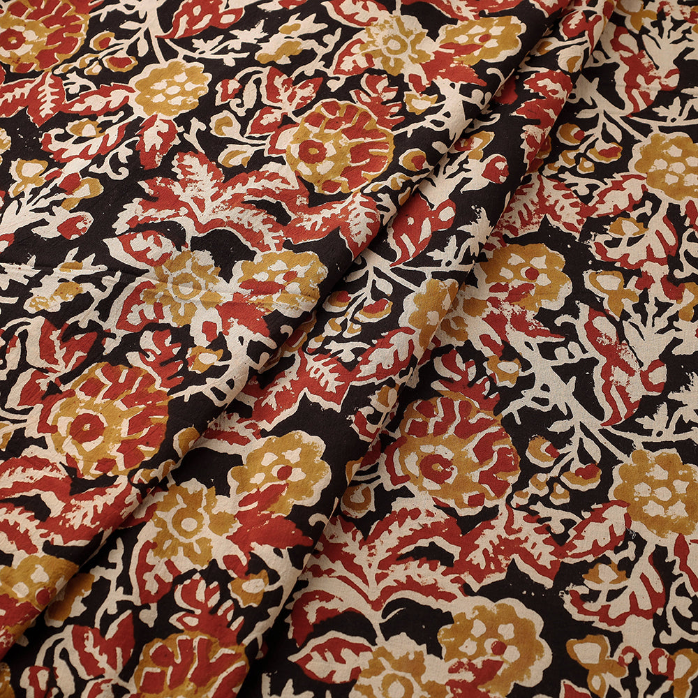 Black - Bagru Block Print Pure Cotton Fabric