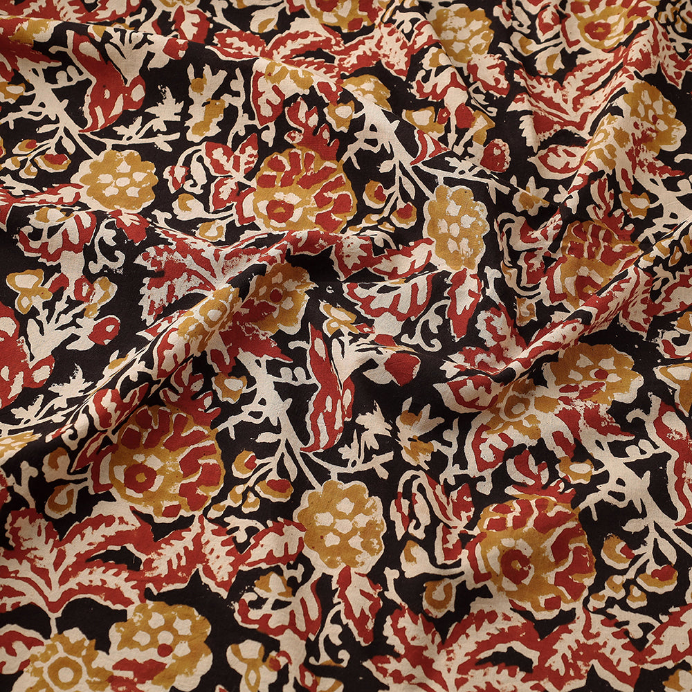 Black - Bagru Block Print Pure Cotton Fabric