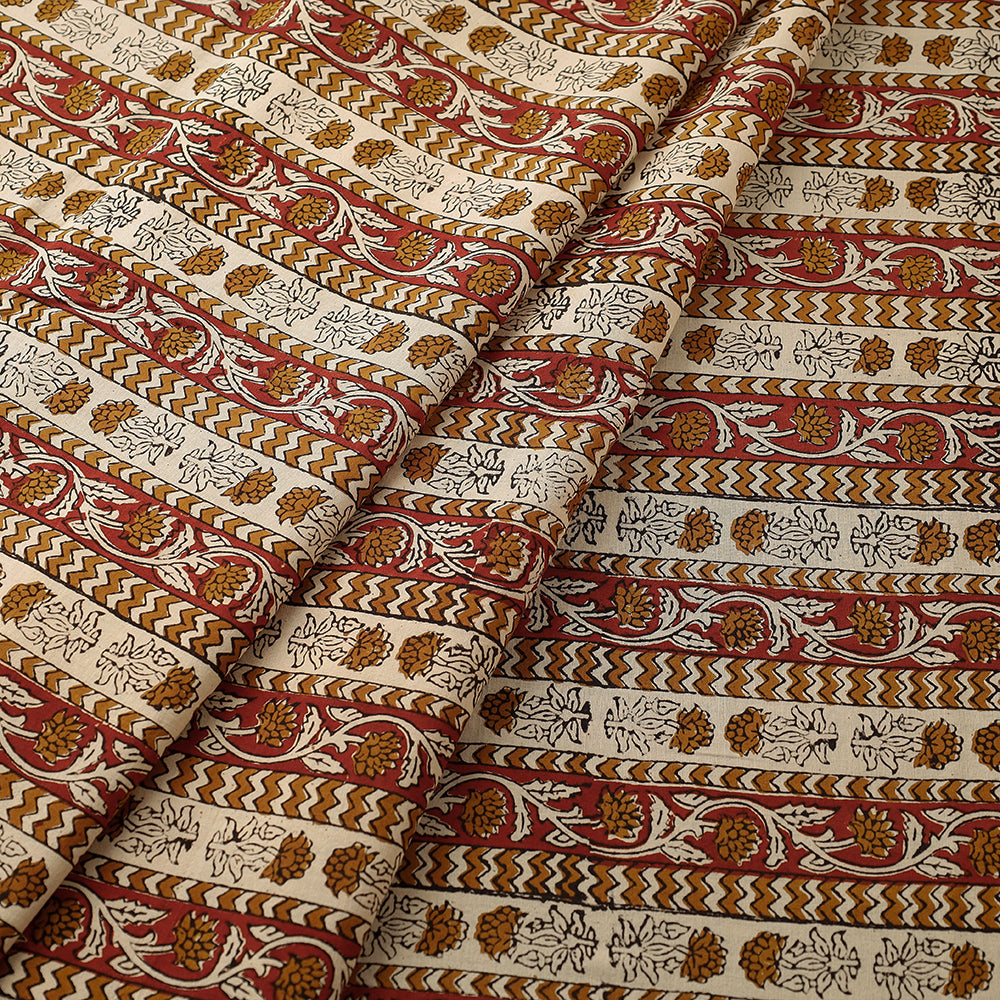 Brown - Bagru Block Printing Natural Dyed Pure Cotton Fabric