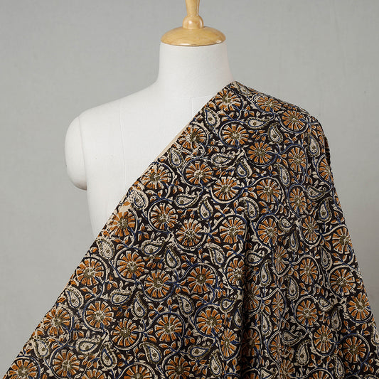 Black - Bagru Block Printed Natural Dyed Cotton Fabric