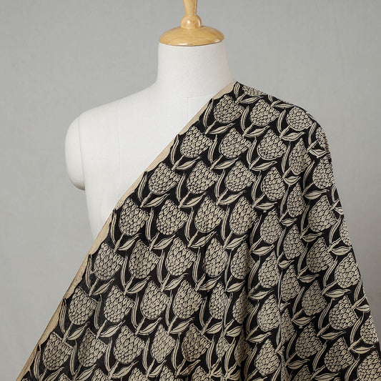 Black - Bagru Block Printed Natural Dyed Cotton Fabric