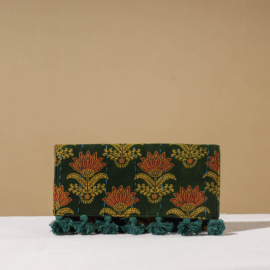 Marudhara Ajrakh Printed Clutch Wallet With Tassels