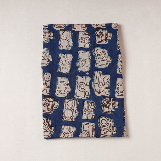 Blue - Bindaas Block Printed Cotton Precut Fabric (2.15 meter)