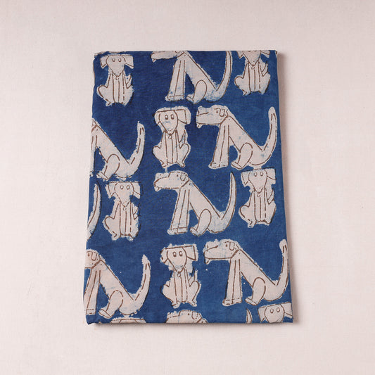 Blue - Bindaas Block Printing Natural Dyed Cotton Precut Fabric (1.9 meter)