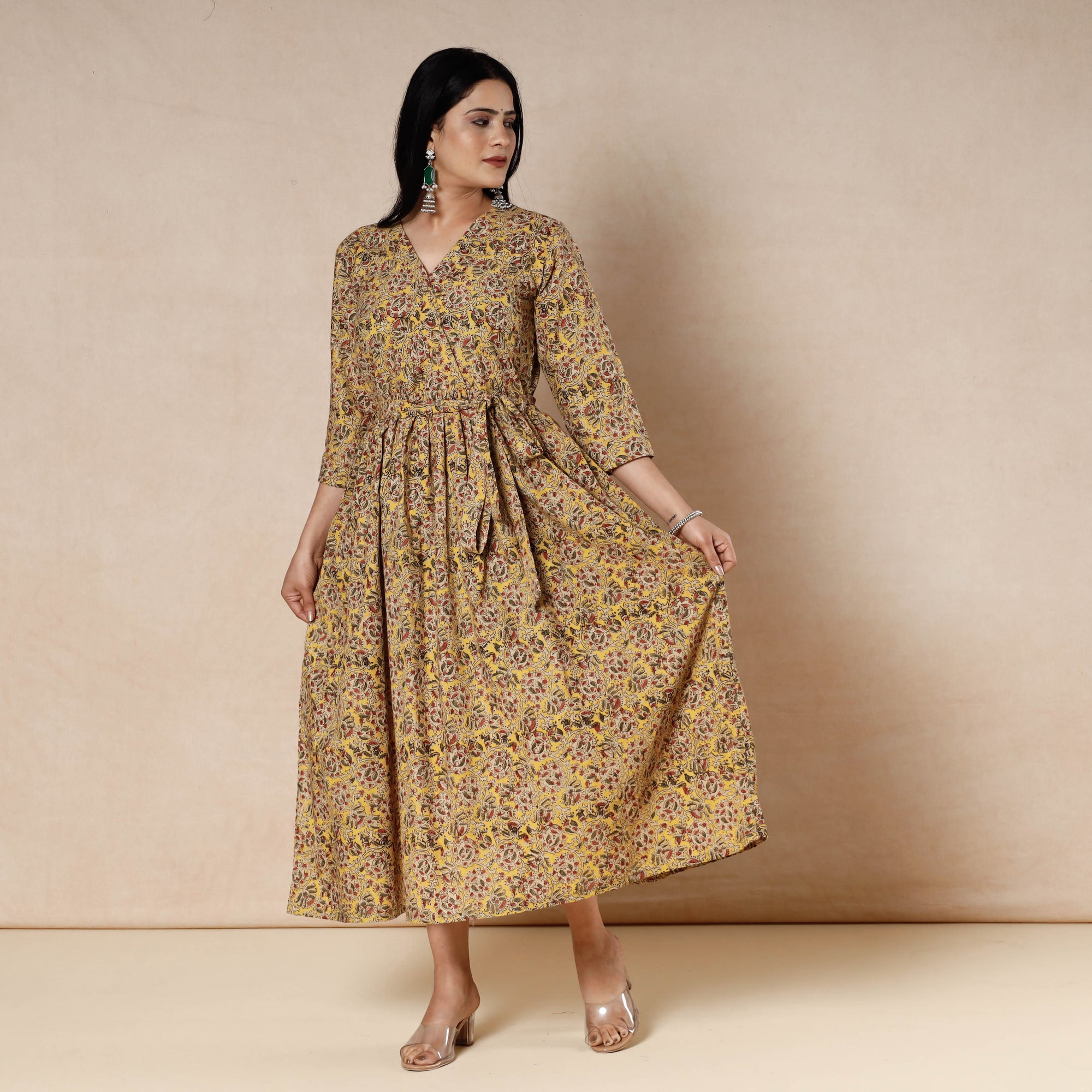  Kalamkari Block Printing Cotton Flared Dress 