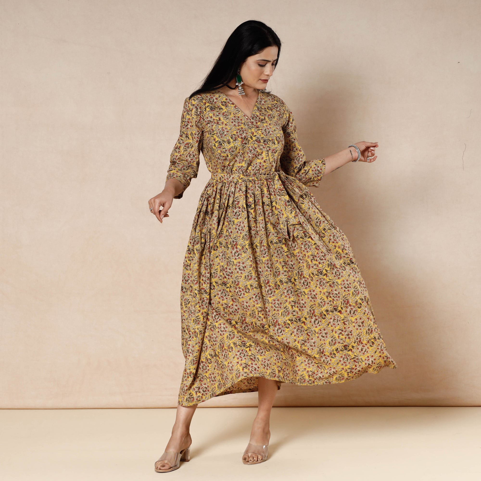  Kalamkari Block Printing Cotton Flared Dress 