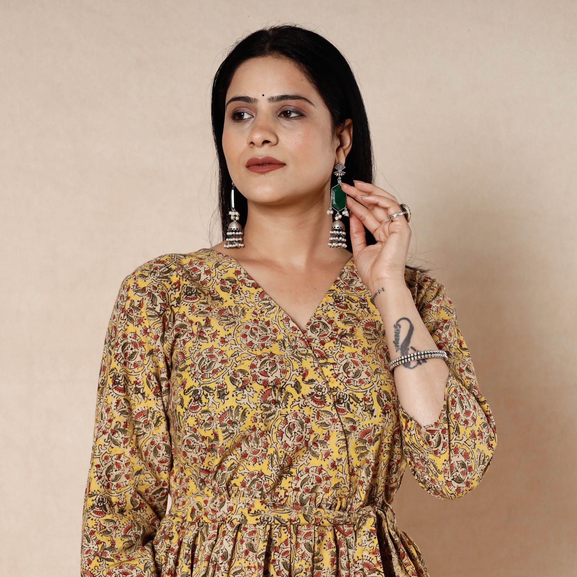  Kalamkari Block Printing Cotton Flared Dress 