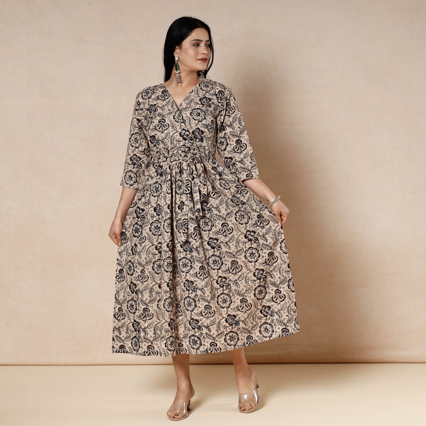 Kalamkari Block Printed Cotton Flared Dress