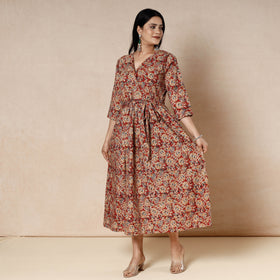Buy Kalamkari Block Printing Cotton Flared Dress Online l iTokri.com