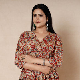Buy Kalamkari Block Printing Cotton Flared Dress Online l iTokri.com