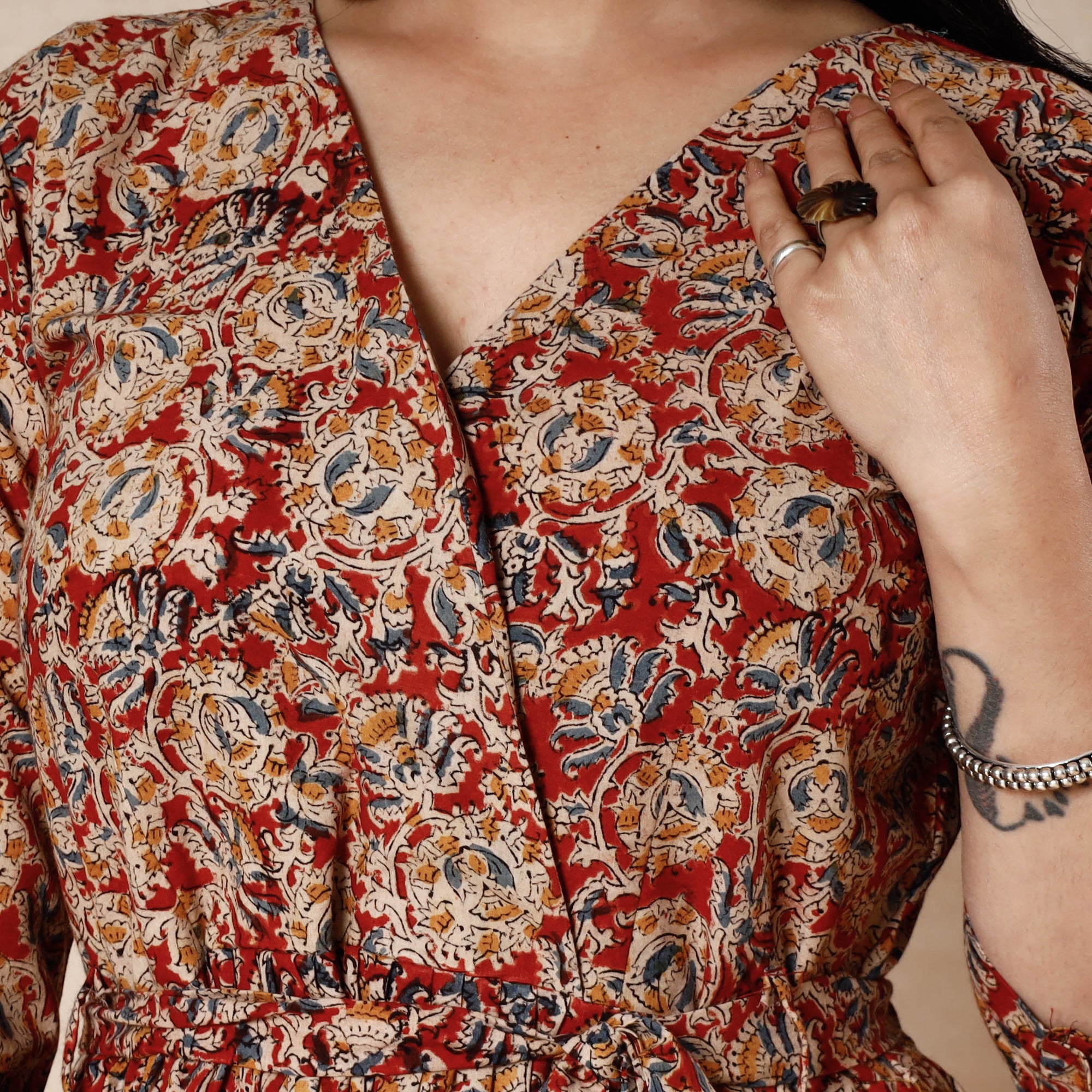 Buy Kalamkari Block Printing Cotton Flared Dress Online l iTokri.com