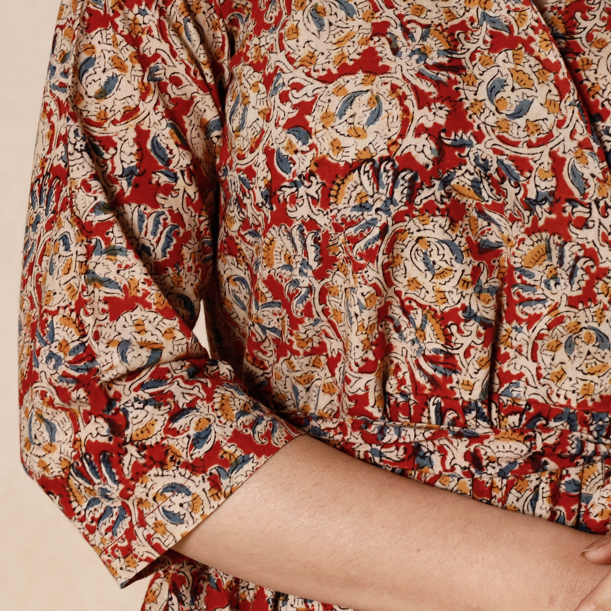 Buy Kalamkari Block Printing Cotton Flared Dress Online l iTokri.com